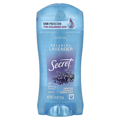 Secret, Antitranspirante y desodorante en barra transparente, Lavanda relajante, 73 g (2,6 oz)