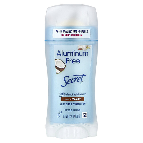 Secret, Desodorante sin aluminio, Coco real, 68 g (2,4 oz)