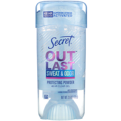 Купить Secret Outlast, 48 Hr Clear Gel Deodorant, Protecting Powder, 2.6 oz (73 g)
