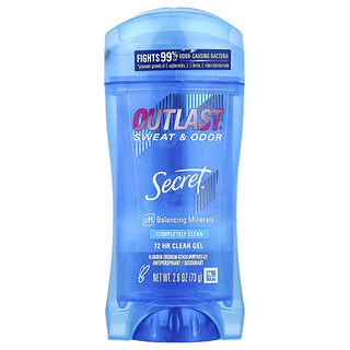 Secret, Deodorant cu gel transparent Outlast, 48 de ore, complet curat, 2,6 oz (73 g)