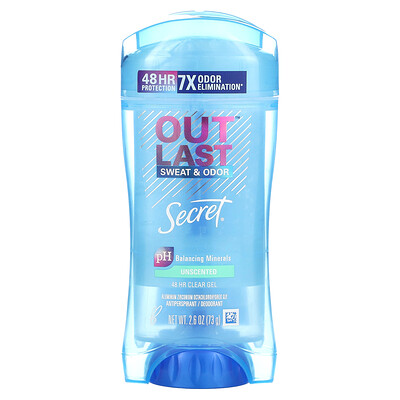 Secret Outlast, прозрачный дезодорант-гель без отдушки, действующий 48 часов, 73г (2,6унций)