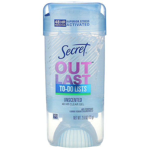 Outlast, 48 Hour Clear Gel Deodorant, Unscented, 2.6 oz (73 g)