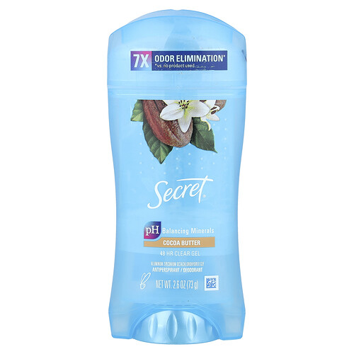 Secret, 48 Hour Clear Gel Antiperspirant/Deodorant, Cocoa Butter, 2.6 oz (73 g)