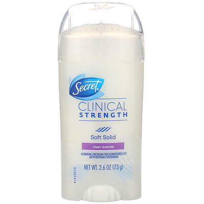 Secret Clinical Strength Antiperspirant/Deodorant, Soft Solid, Clean Lavender, 2.6 oz (73 g)