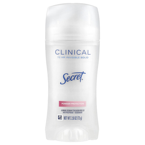 Secret, Clinical Strength Antitranspirant/Deodorant, Invisible Solid, Puderschutz, 73 g (2,6 oz.)