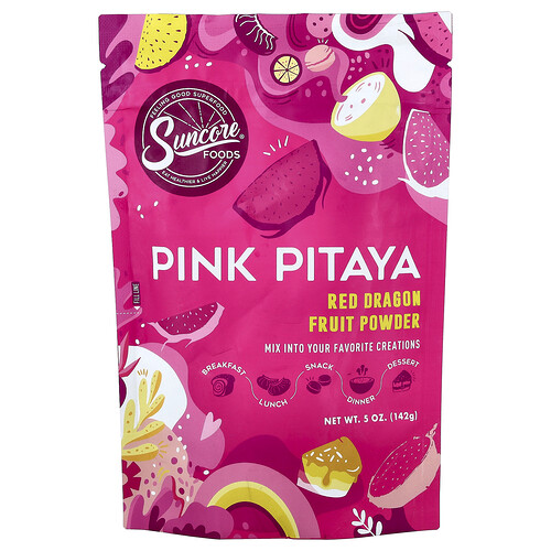 Suncore Foods, Pink Pitaya Powder, Pink-Pitaya-Pulver, Rote Drachenfrucht, 142 g (5 oz.)