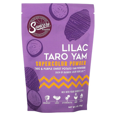 

Suncore Foods Lilac Taro Yam Supercolor Powder Taro & Purple Sweet Potato Yam 5 oz (142 g)