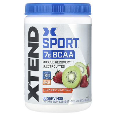 XTEND, Sport, 7 g de BCAA, Salpicadura de fresa y kiwi, 345 g (12,2 oz)