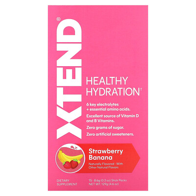 Xtend Healthy Hydration, клубника и банан, 15 пакетиков по 8,6 г (0,3 унции)