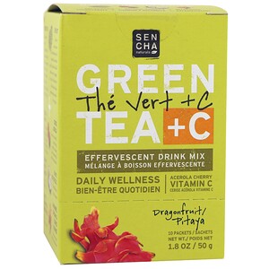 Sencha Naturals, Зеленый чай + C, питахайя, 10 пакетиков, по 1,8 унции (50 г) каждый
