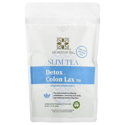 Secrets of Tea, Slim Tea, Té para favorecer la relajación del colon Detox™, 20 bolsitas de té sin blanquear, 41 g (1,47 oz)