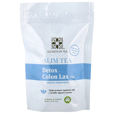 Secrets of Tea, Slim Tea, Té para favorecer la relajación del colon Detox™, 20 bolsitas de té sin blanquear, 41 g (1,47 oz)