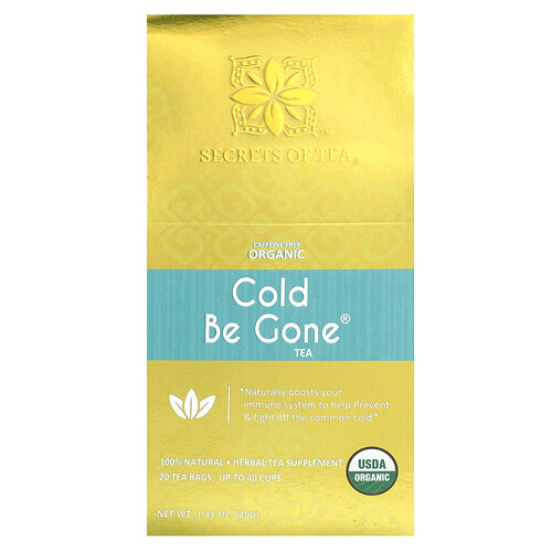 Secrets of Tea, Bio Cold Be Gone Tea, koffeinfrei, 20 Teebeutel, 40 g (1,41 oz.)