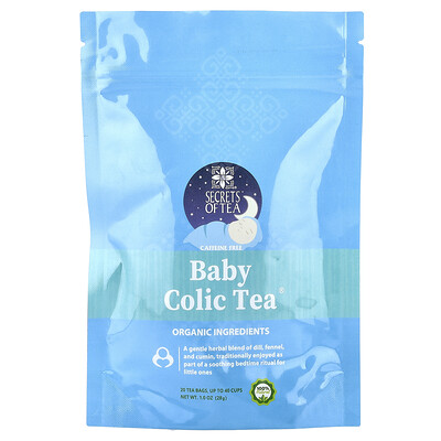 Secrets of Tea, Baby Colic Tea® orgánico, Sin cafeína, 20 bolsitas de té sin blanquear, 28 g (1 oz)