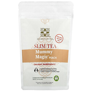 Secrets of Tea, Slim Tea, Té Mummy Magic®, Melocotón, 20 bolsitas de té sin blanquear, 41 g (1,47 oz)