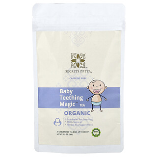 Secrets of Tea, Teething Magic™ para bebés, Té orgánico, Sin cafeína, 20 bolsitas de té sin blanquear, 28 g (1 oz)