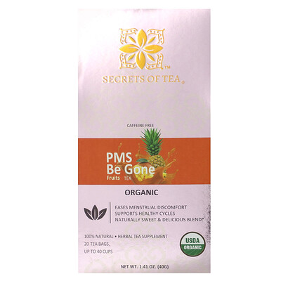 Secrets of Tea Organic PMS Be Gone Fruits Tea Caffeine Free 20 Tea Bags 1.41 oz (40 g)