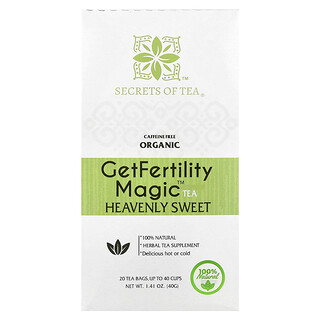 Secrets of Tea, Té orgánico GetFertility Magic™, Dulce celestial, Sin cafeína, 20 bolsitas de té, 40 g (1,41 oz)