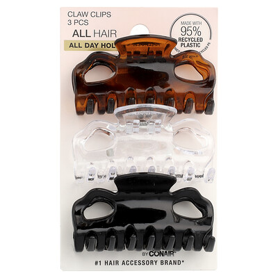 Product Image for Scunci, Claw Clips, Assorted Colors, 3 Pieces
