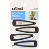 Scunci, Effortless Beauty, Snap Hair Clip, Brown, 4 Pieces