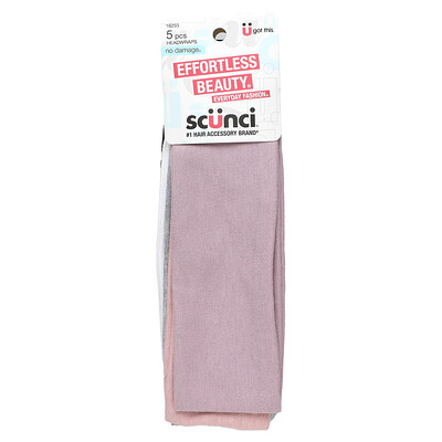 

Scunci, Effortless Beauty, Headwraps, Assorted Colors, 5 Pieces