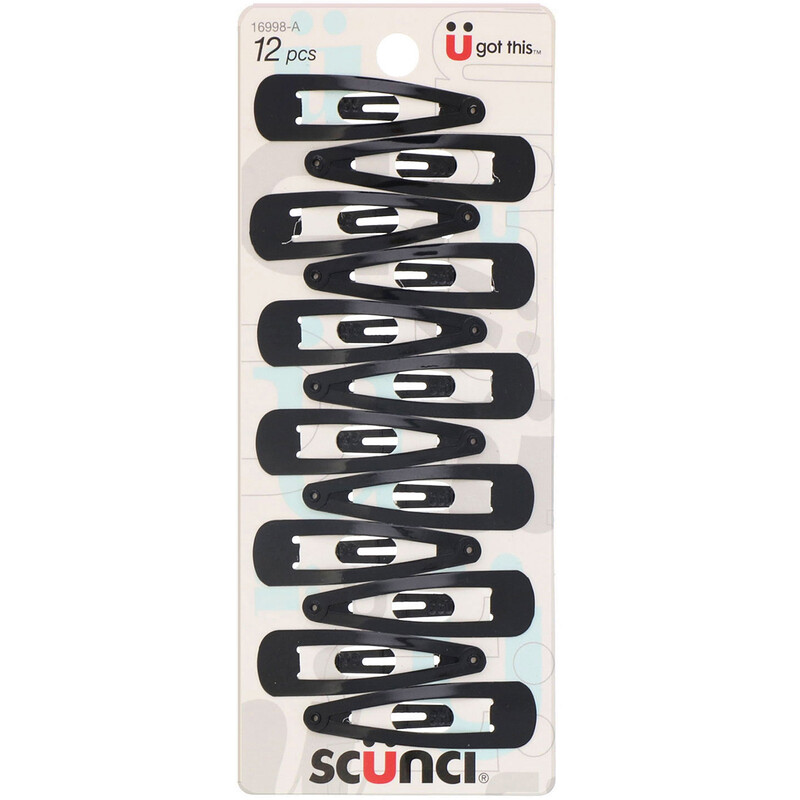 Scunci, Snap Hair Clip, Black, 12 Pieces iHerb