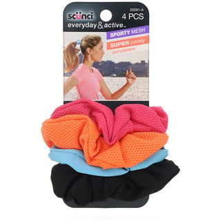 Scunci, Everyday & Active, Sporty Mesh & Super Comfy Ponytailers, Assorted Colors, 4 Pieces