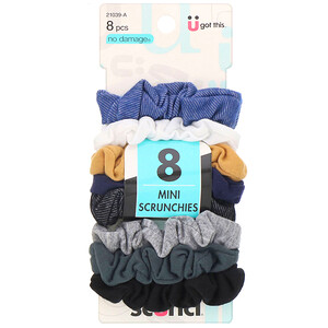 Scunci, No Damage, Mini Scrunchies, Assorted Denim Colors, 8 Pieces отзывы покупателей