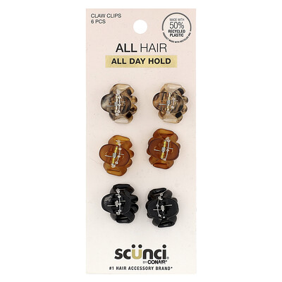 Scunci, No Slip Grip, Jaw Clips, All Day Hold, Mini Octopus Claw, 6 Pieces