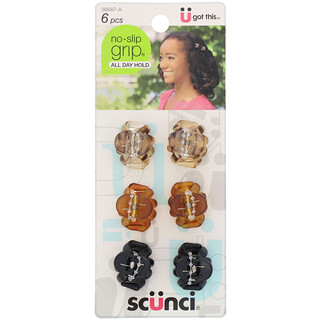 Scunci, Minipiranhas de cabelo No Slip Grip, cores variadas, 6 peças
