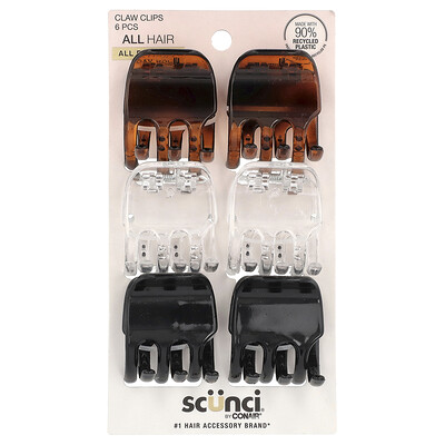 Scunci Claw Clips All Hair Assorted Colors 6 Pieces