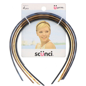 Scunci, Skinny Plastic Headbands, Assorted Colors, 4 Pieces отзывы покупателей