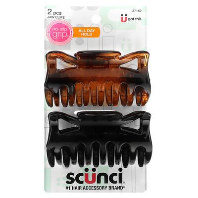 

Scunci, No Slip Grip, Jaw Clips, All Day Hold, Basic Claw, 2 Pieces