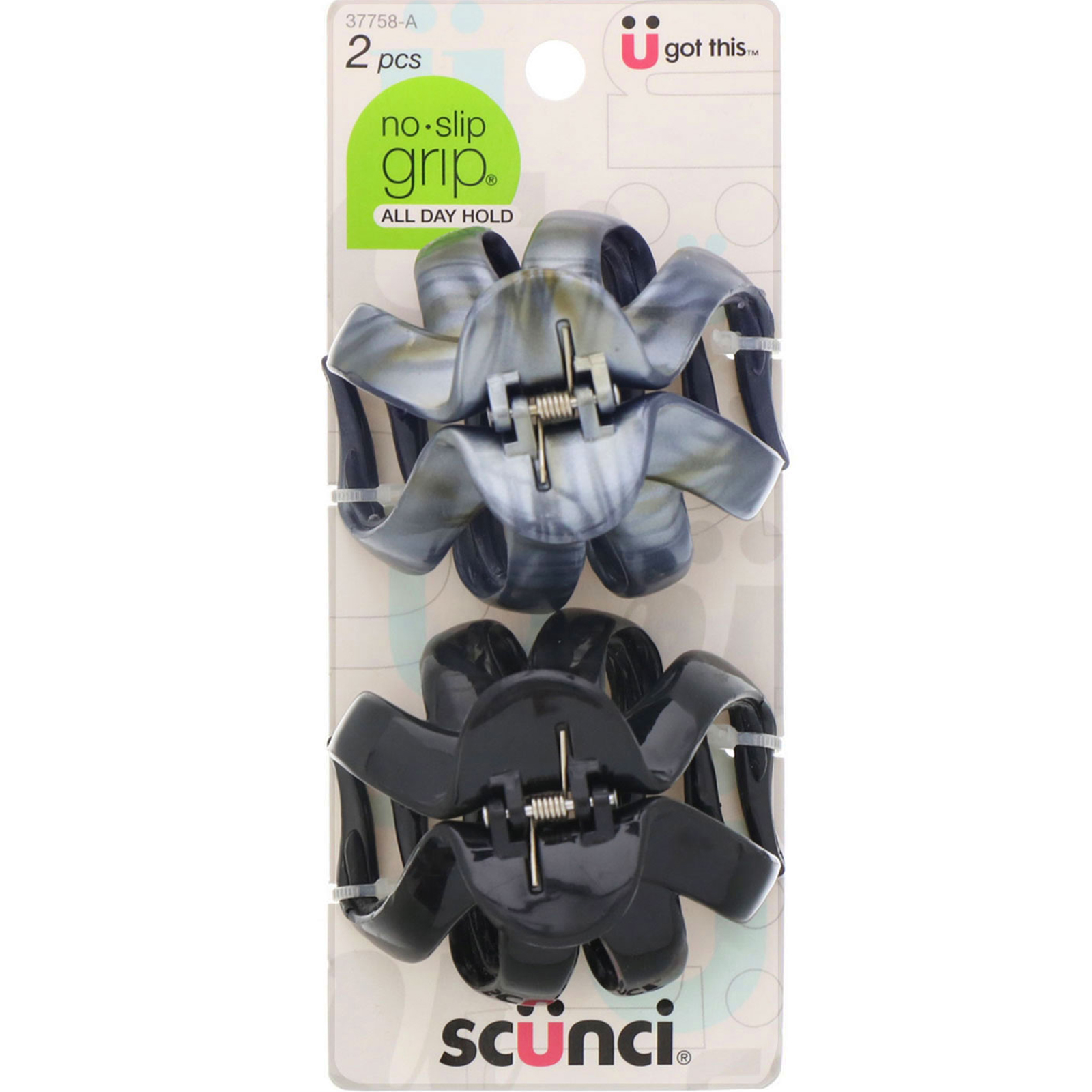 Scunci No Slip Grip All Day Hold Octopus Jaw Clips 2 Pieces
