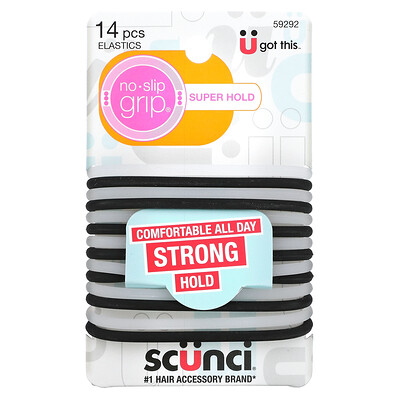 

Scunci No Slip Grip Elastics Comfortable All Day Strong Hold Bright 14 Pieces