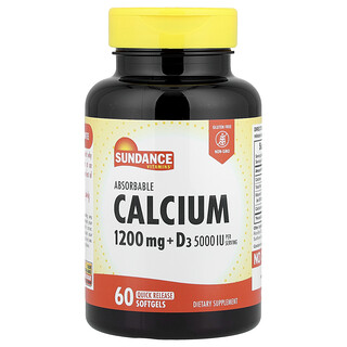 Sundance Vitamins, Calcio absorbible con vitamina D3, 60 cápsulas blandas de liberación rápida