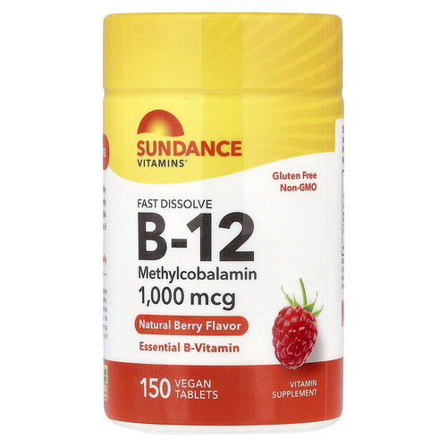 Sundance Vitamins быстрорастворимый метилкобаламин (витамин B12) со вкусом натуральных ягод 1000 мкг 150 быстрорастворимых таблеток