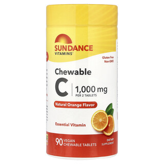 Sundance, 咀嚼维生素 C，天然橙味，1000 毫克，90 片咀嚼片（每片 500 毫克）