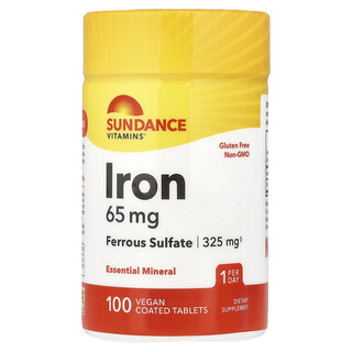 Sundance Vitamins, Vas, 65 mg, 100 vegán bevont tabletta