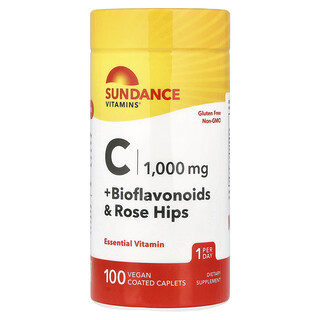 Sundance, C + 生物类黄酮和玫瑰果，100 片包衣囊片