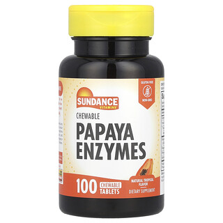 Sundance Vitamins, Enzimas masticables de papaya, Tropical natural, 100 comprimidos masticables