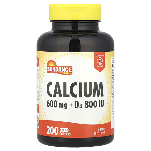 Sundance Vitamins, Calcium + D3, Calcium + Vitamin D3, 200 beschichtete Kapseln