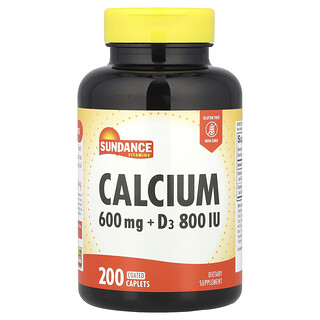Sundance Vitamins, Calcio con vitamina D3, 200 comprimidos oblongos recubiertos