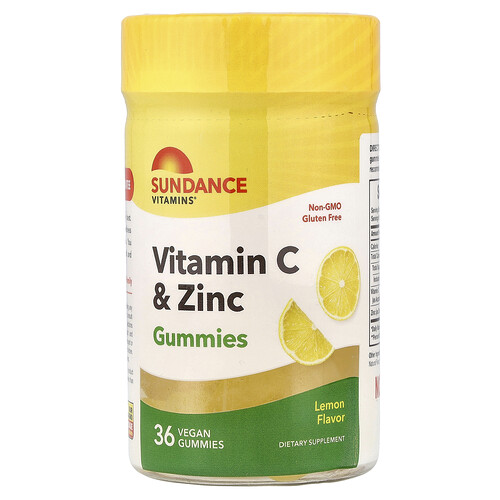 Sundance Vitamins, Vitamin C & Zinc Gummies, Lemon, 36 Vegan Gummies