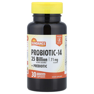 Sundance Vitamins, Probiotic-14, 30 vegetariánských kapslí