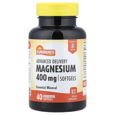 Sundance Vitamins, Magnesio de liberación avanzada, 400 mg, 40 cápsulas blandas de liberación rápida