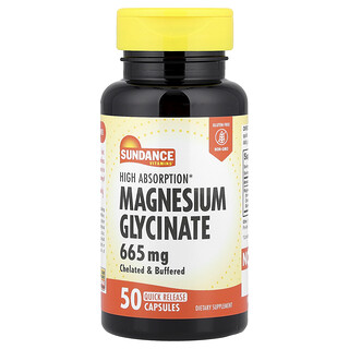 Sundance Vitamins, Alta absorción, Glicinato de magnesio, 665 mg, 50 cápsulas de liberación rápida