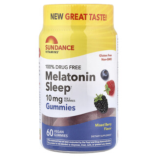 Sundance Vitamins, Melatonin Gummies, Mixed Berry, 60 Vegan Gummies (5 mg per Gummy)