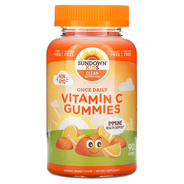 Sundown Naturals Kids, Once Daily Vitamin C Gummies, Natural Orange, 90 Gummies