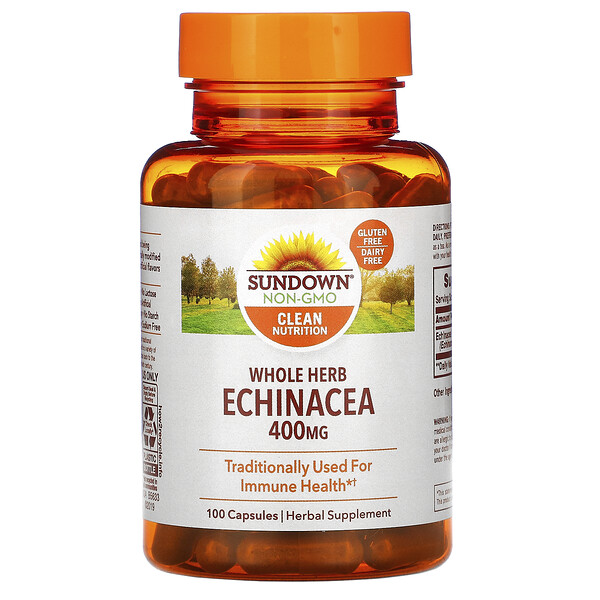 Sundown Naturals, ホールハーブエキナセア、400mg、100粒